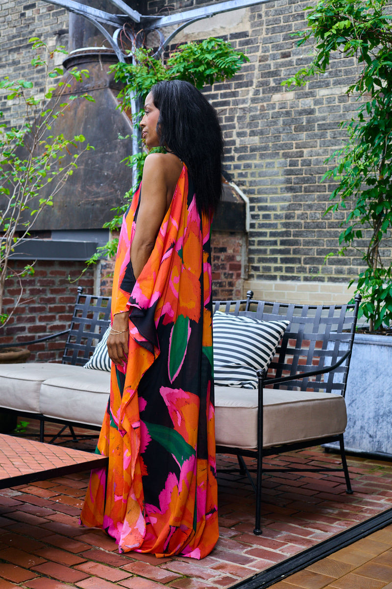 Pink /Orange Floral  Caftan