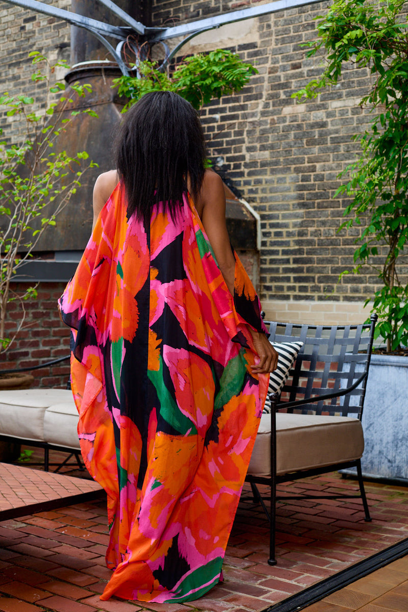 Pink /Orange Floral  Caftan