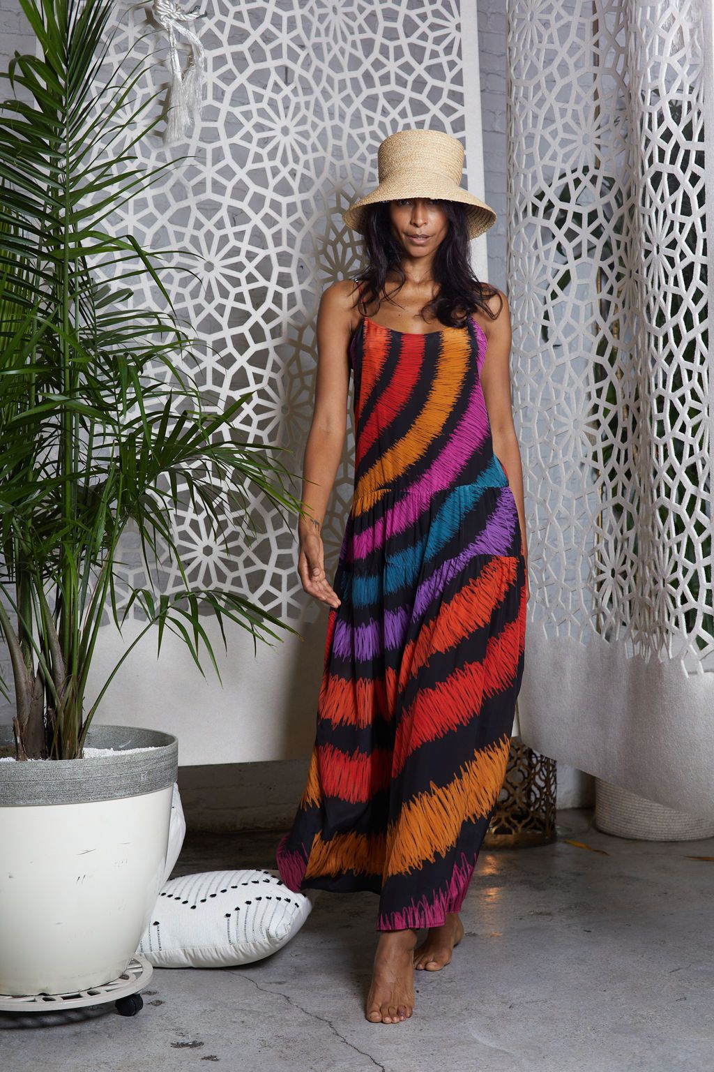 Maxi Dress -Blurred Lines Print