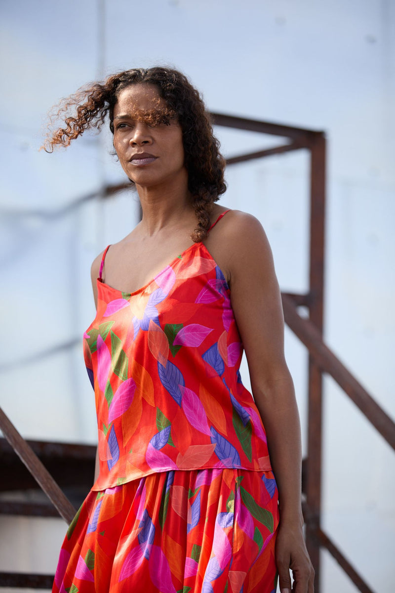 Ooshie Camisole - Rainbow Leaves in Silk Stretch Charmeuse