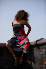 Camisole Dress in black  -Water color print