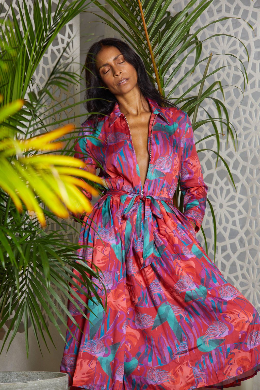 Pink  Zip Front Dress